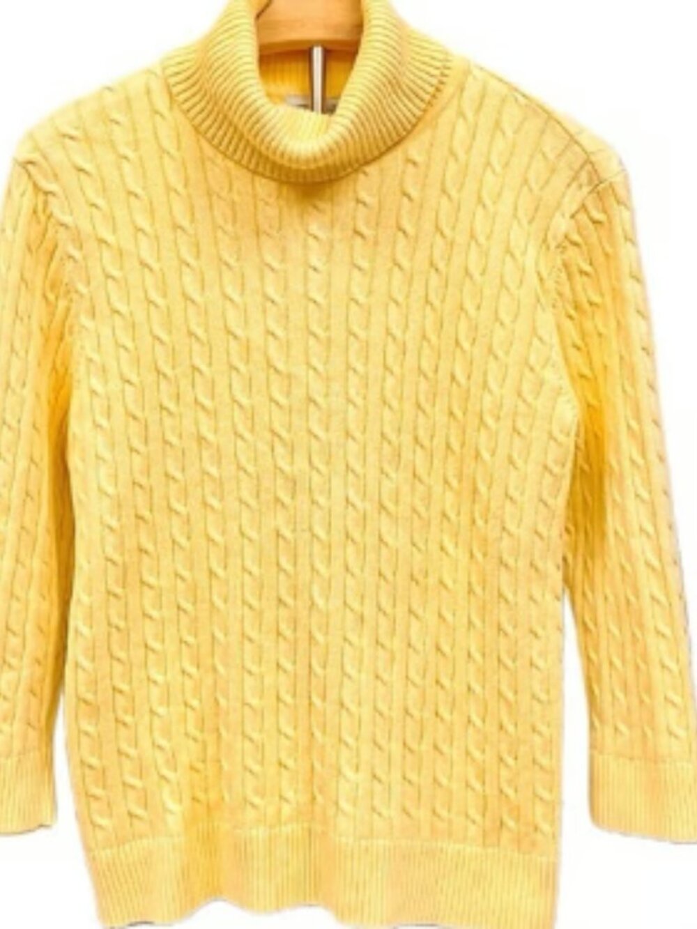 Pria NEW Knit Sweater High Neck Yellow Long Sleeve Top Breathable Cotton Medium